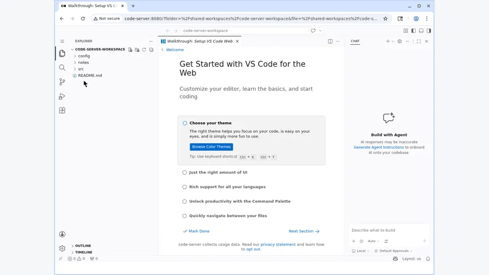 Representative code-server benchmark interface
