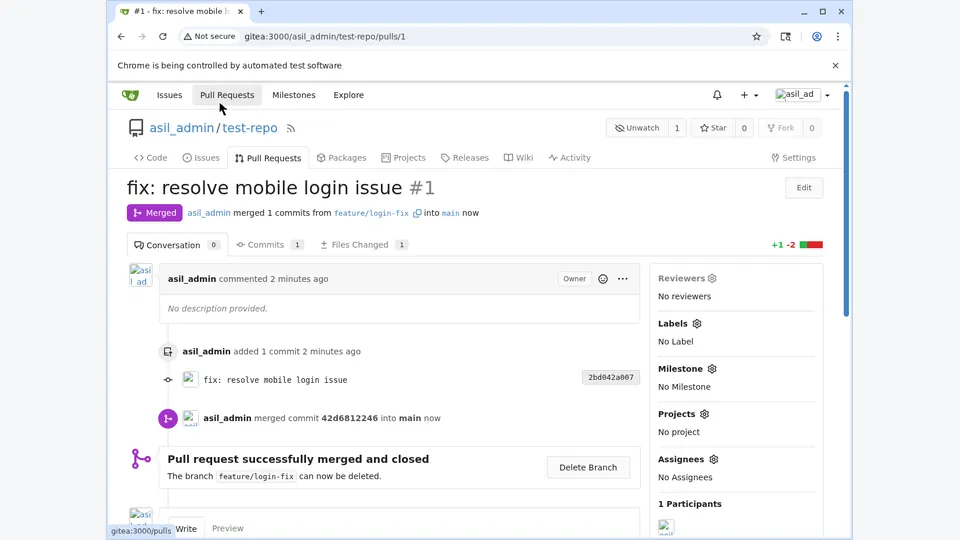 Representative Gitea benchmark interface