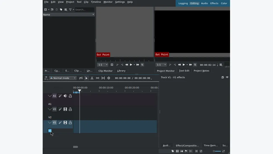 Representative Kdenlive benchmark interface