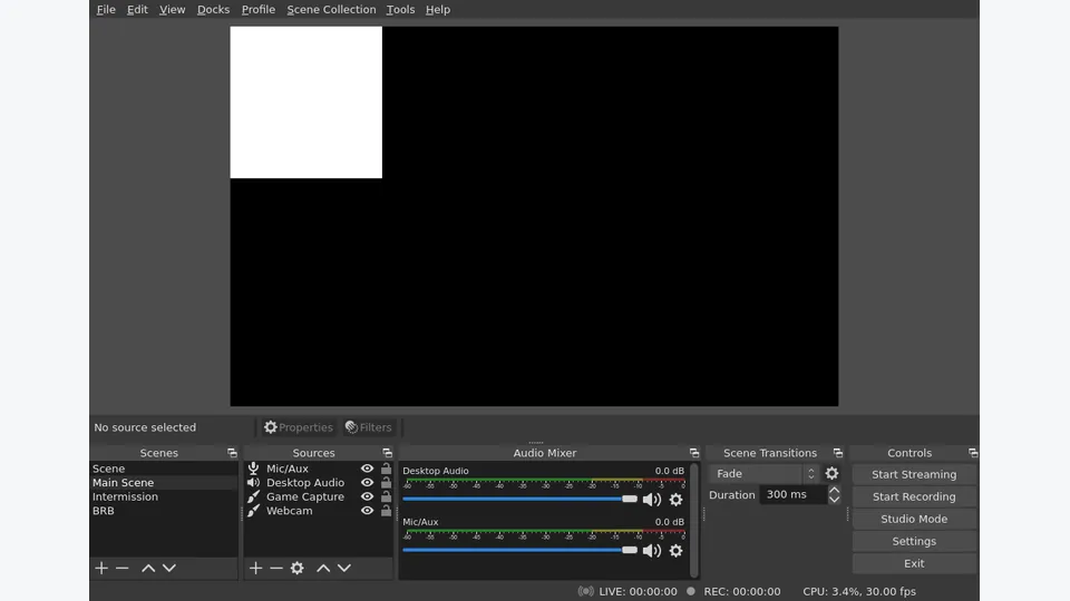 Representative OBS Studio benchmark interface